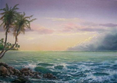 Painting titled "South Pacific" by Jerry Sauls, Original Artwork, Oil