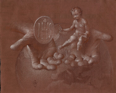 Σχέδιο με τίτλο "Eucarestia" από Gustavo Palumbo (Jervé), Αυθεντικά έργα τέχνης, Παστέλ