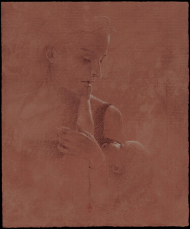 Drawing titled "Maternità" by Gustavo Palumbo (Jervé), Original Artwork, Pastel