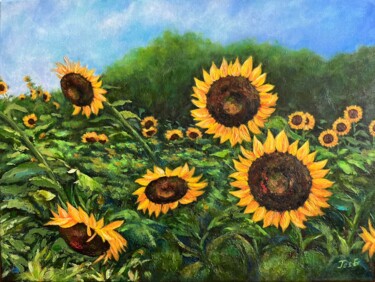 Painting titled "Blooming in the sun" by Jesline Er, Original Artwork, Acrylic Mounted on Wood Stretcher frame