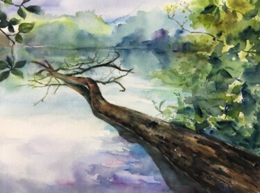 Painting titled "Being in Nature Bea…" by Jesline Er, Original Artwork, Watercolor