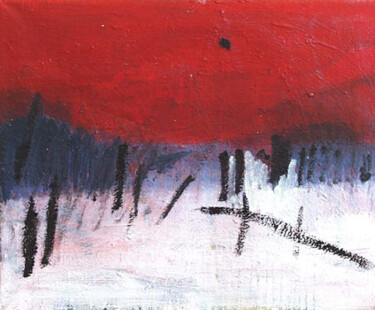 Painting titled "red sky, black moon" by Jesper Eriksson, Original Artwork