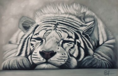 "Tigre des neiges" başlıklı Resim Jess.C.Art tarafından, Orijinal sanat, Pastel