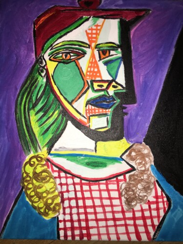 Peinture intitulée "La femme au Béret r…" par Jesse, Œuvre d'art originale, Acrylique