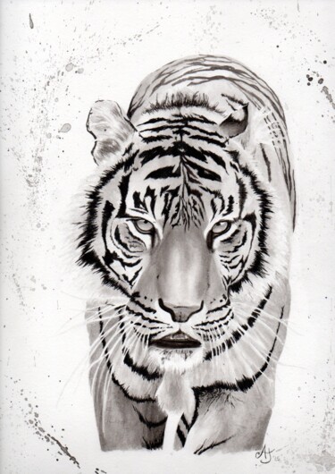 「Tiger Tiger」というタイトルの絵画 Jessica Alteraによって, オリジナルのアートワーク, インク