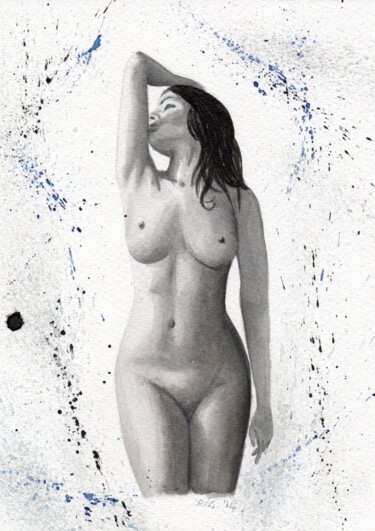 Peinture intitulée "A beauty nude" par Jessica Altera, Œuvre d'art originale, Encre