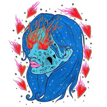 "LOVE IS BURNING" başlıklı Tablo Jessica Chabert tarafından, Orijinal sanat, Guaş boya