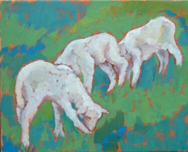 Painting titled "Little Lambs" by Jessica Dunn, Original Artwork