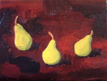 Painting titled "Three Pears" by Jessica Dunn, Original Artwork, Oil
