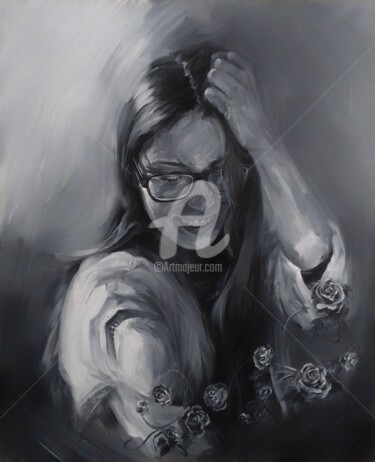 Pintura titulada "Entre rosas y espin…" por Jessica Gonpra, Obra de arte original, Acrílico Montado en Bastidor de camilla d…