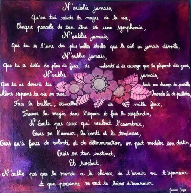 Painting titled "N’oublie jamais" by Jessica Juge, Original Artwork, Acrylic