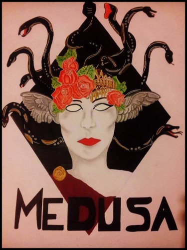 Dessin intitulée "Medusa" par Jessica M, Œuvre d'art originale