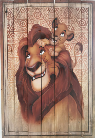 Malarstwo zatytułowany „The Lion King” autorstwa Jessica Renault, Oryginalna praca, Natryskiwacz