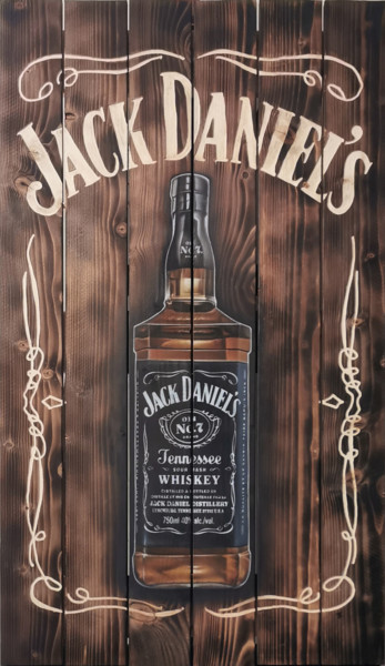 Peinture intitulée "Jack Daniel's" par Jessica Renault, Œuvre d'art originale, Aérographe