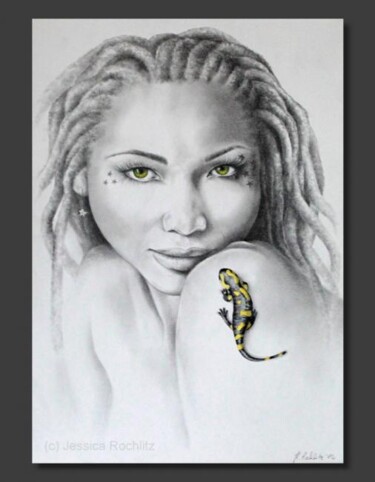 Malerei mit dem Titel "African Reptile" von Jessica Rochlitz, Original-Kunstwerk, Öl