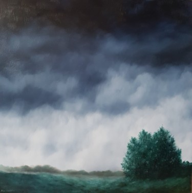 Malerei mit dem Titel "Brume d'incertitude" von Jessica Fleurentin, Original-Kunstwerk, Öl