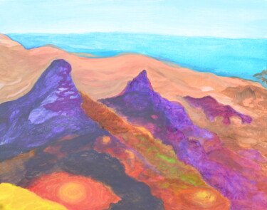 Painting titled "Purple Mountains" by Jessie Moerk Nee Hogg, Original Artwork