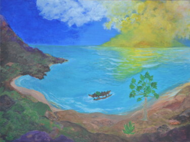 Painting titled "Bright Papaya Morni…" by Jessie Moerk Nee Hogg, Original Artwork, Acrylic