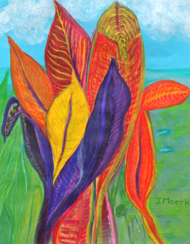 Painting titled "Croton Colors" by Jessie Moerk Nee Hogg, Original Artwork, Acrylic