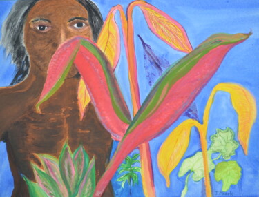 Pittura intitolato "Tribal Man" da Jessie Moerk Nee Hogg, Opera d'arte originale, Acrilico