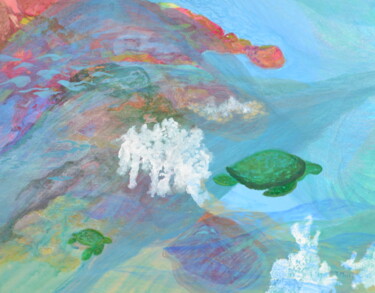 Malerei mit dem Titel "underwater world" von Jessie Moerk Nee Hogg, Original-Kunstwerk, Acryl