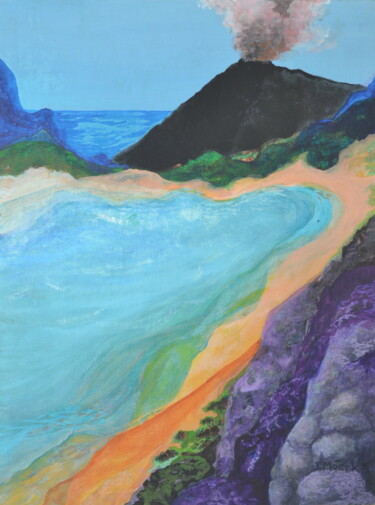 Painting titled "Calm Bay" by Jessie Moerk Nee Hogg, Original Artwork, Acrylic