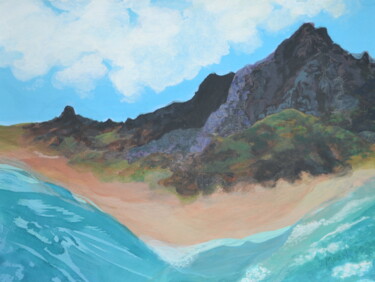 Painting titled "Quiet Beach" by Jessie Moerk Nee Hogg, Original Artwork, Acrylic