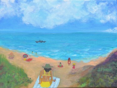 Painting titled "Day at the Beach" by Jessie Moerk Nee Hogg, Original Artwork, Acrylic
