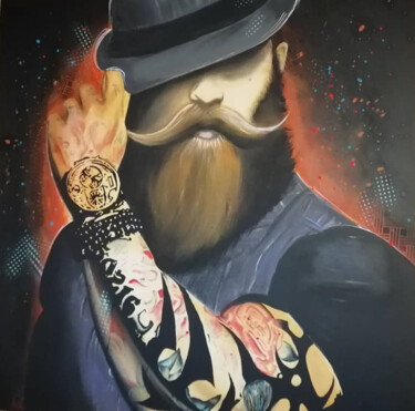 Pintura titulada "hipster" por Jessie Raveleau, Obra de arte original, Acrílico Montado en Bastidor de camilla de madera