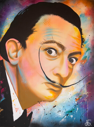 Painting titled "Dali" by Jessie Raveleau, Original Artwork, Acrylic Mounted on Wood Stretcher frame