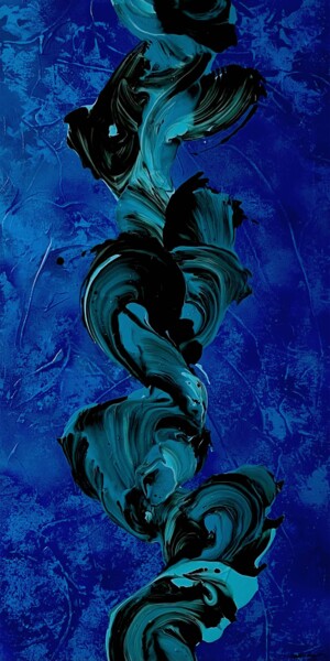Painting titled "Mouvement bleu 2" by Jessie Vasseur, Original Artwork, Acrylic