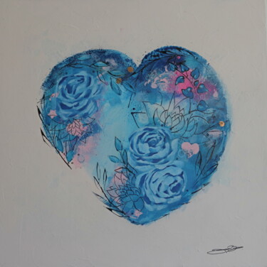 Schilderij getiteld "Coeur tatoué" door Jessie Vasseur, Origineel Kunstwerk, Acryl