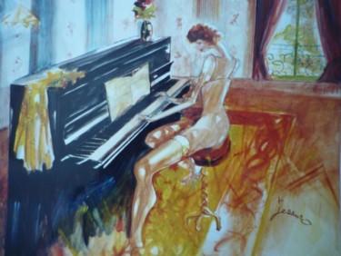 Peinture intitulée "La pianiste" par Jessuro, Œuvre d'art originale, Huile