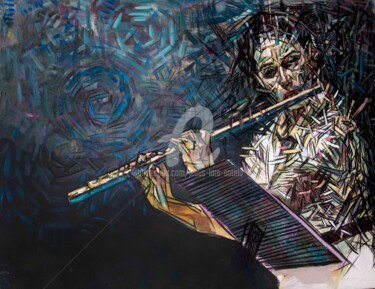Pintura intitulada "La flautista" por Jesús Lara Sotelo, Obras de arte originais, Acrílico