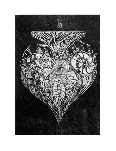 Estampas & grabados titulada "8" por Jesús Lara Sotelo, Obra de arte original, Xilografía