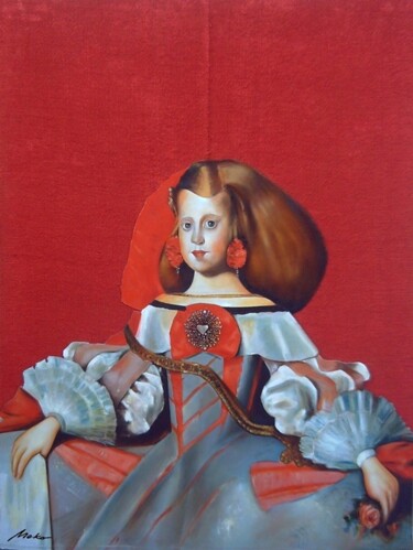 Painting titled "Infanta" by Jesús Meco, Original Artwork, Oil Mounted on artwork_cat.