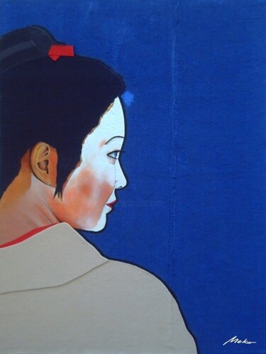 Malerei mit dem Titel "Maiko 01" von Jesús Meco, Original-Kunstwerk, Öl Auf artwork_cat. montiert