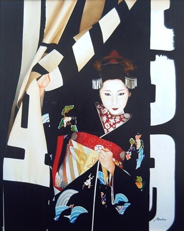 Painting titled "Maiko 02" by Jesús Meco, Original Artwork, Oil Mounted on artwork_cat.