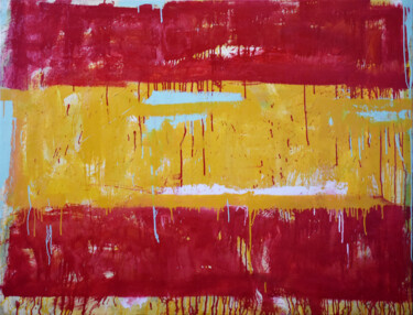 Картина под названием "Bandera de España" - Jesús Movellán, Подлинное произведение искусства, Эмаль Установлен на Деревянная…