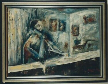 Painting titled "PENSANDO" by Jesus Arroyo Valdes, Original Artwork, Oil