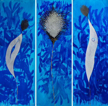 Druckgrafik mit dem Titel "Semilla Azul" von Jesus Tejedor, Original-Kunstwerk, Lithographie
