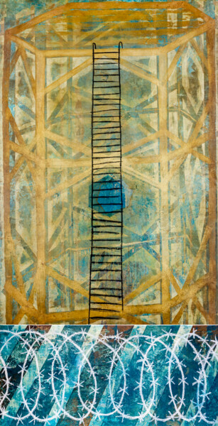 Painting titled "La Frontera VI" by Jesus Tejedor, Original Artwork, Acrylic Mounted on Wood Stretcher frame