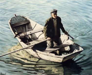 Pintura titulada "barquero" por Jesús Fernández, Obra de arte original, Oleo