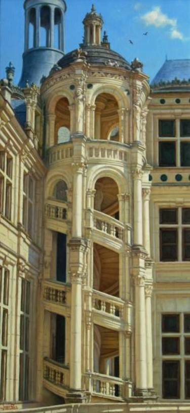 Pintura titulada "Escalera del Castil…" por Jesús Fernández, Obra de arte original, Oleo