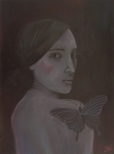 Peinture intitulée "Nightbutterfly" par Jeudi Lee, Œuvre d'art originale, Acrylique