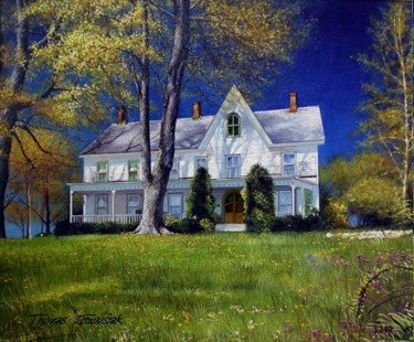 Painting titled "American Farm House" by Thomas Jewusiak, Original Artwork