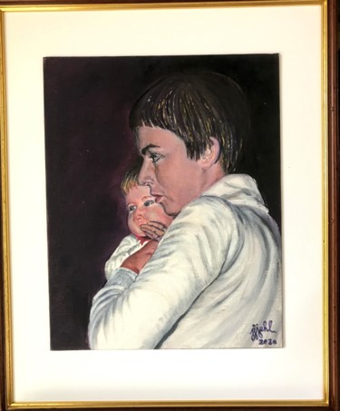 Painting titled "henriette et julien" by Jean-Francois Jehl, Original Artwork, Oil Mounted on Cardboard