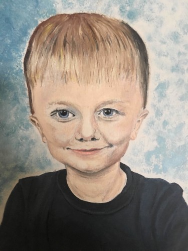 Painting titled "matteo" by Jean-Francois Jehl, Original Artwork, Oil Mounted on Cardboard