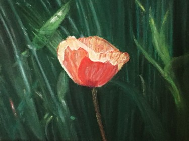 Drawing titled "Le Coquelicot" by Jean-Francois Jehl, Original Artwork, Pastel Mounted on Cardboard