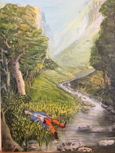 Malerei mit dem Titel "le dormeur du val" von Jean-Francois Jehl, Original-Kunstwerk, Öl